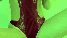 blonde teen relaxes in lingerie alone