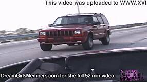 Hot Latina Flashes Tits in Car