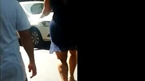 Amateur Milf with blue dress babe in a cuckold scene