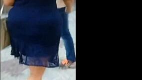 Amateur Milf with blue dress babe in a cuckold scene