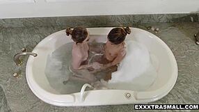 tiny teen in tub with gracie and tara