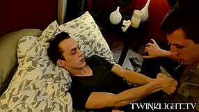 Intense passion builds as two handsome vamp twinks bareback and suck cocks wildly. Their hardcore session ends with cumshots.