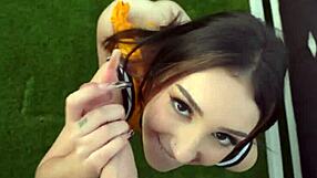 Teen stepsiblings giving blowjob and handjob nude