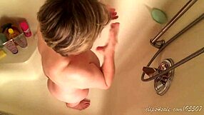 Watch mom masturbate to intense orgasm while spying!