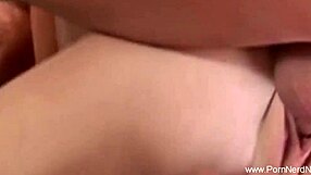 Naked milf in panties teases on bed with handjob