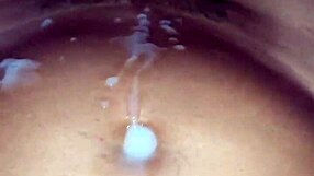 the bitch on a leash served the male by licking his ass and cum, leaving everything clean