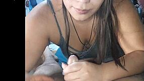 Latina gives oral and swallows in pov video