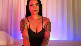 latin girl subtly teases dad's friend while relaxing alone.