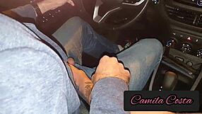 Married man gives blonde a ride to motel for fun.