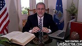 Presidential tasks handled in a very different way by blonde milf in lingerie