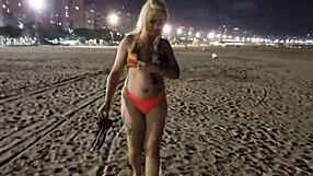 loira do tchan flashing at the beach with style