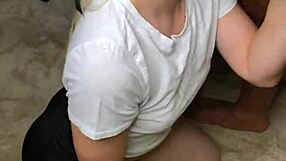 Blonde amateur slut takes big black cock in POV blowjob, swallows cum