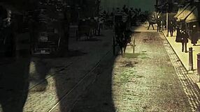 vintage babes grooming pets in retro hairy scene with natural charm