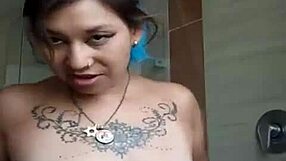 Latina Tattoo Beauty Touches Her Big Ass and Small Natural Tits Solo