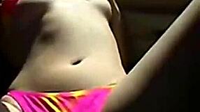 Blonde teen april undresses and fingers pussy solo