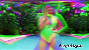 Puta merda! Peituda novinha engasga no pauzão na piscina ao ar livre