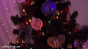 i feel alisa lovely's intense orgasm building as she masturbates with toys under the christmas tree