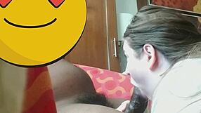 Wife Enthusiastically Sucks Husband's Massive Black Cock