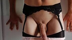 Misr4 Sissy in Pink Stockings Enjoys Dildo Anal