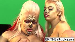 Gold Painted Lesbian Pornstars Fuck with Big Tits and Asses