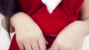 That naughty asian bitch in santa costume gets deepthroated and banged doggystyle hard