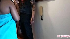 delivery guy without shirt fucks angolana married woman who couldn't pay, she accepts hardcore to compensate.