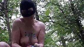 French Solo Slut Teases Outdoors in Forest Session