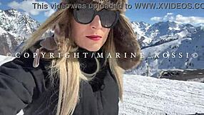 Blonde's big ass gets anal fucked in snowy levrette