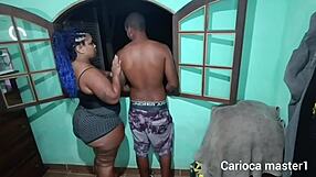 Chubby Brunette BBW Takes Big Black Cock Bareback by Window