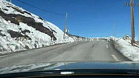 Blonde's big ass gets anal fucked in snowy levrette