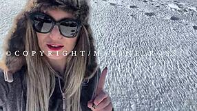 Blonde's big ass gets anal fucked in snowy levrette