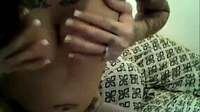 sizzling hot tattooed shemale performs on webcam with intense actions