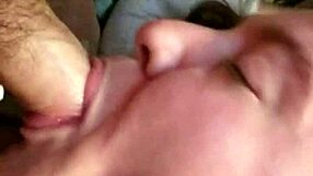 Fat chick sucks dick and swallows it all.