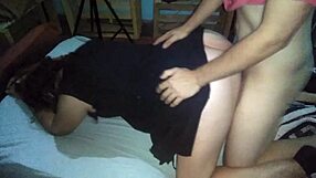 Chico bends chica in black dress for quick action