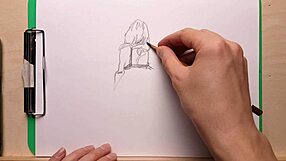 Pencil Drawing of Girl in Cartoon Style