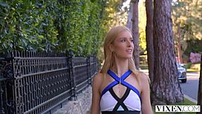 Vixen blonde couple licks and fucks doggystyle in naughty situations