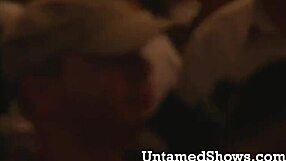 Naughty brunette dances and strips her clothes.