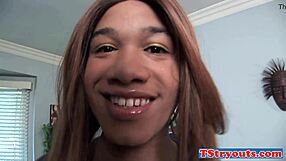 Watch this tranny chick tug her cock in the casting tape?