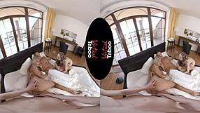 Young brunette maid performs taboo blowjob and handjob on shaved pussy