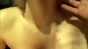 Blonde with huge tits gives awesome blowjob leading to massive cumshot on her chest. Handjob finishes it off.