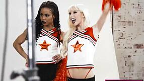 Hellish cheerleaders dominate photographer with intense sex