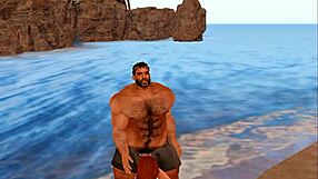 two hunky guys meet a lucky beach visitor for casual chats