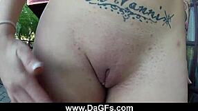 hot emo blowjob on the balcony with a brunette babe