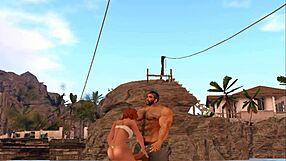 two hunky guys meet a lucky beach visitor for casual chats