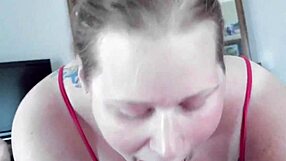 Chubby teen eagerly sucks hard cock