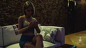 Two playful blondes moan in lingerie during public game with creampie upskirt