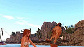 two hunky guys meet a lucky beach visitor for casual chats