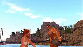 two hunky guys meet a lucky beach visitor for casual chats