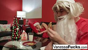 Vanessa lets Santa fuck her tight wet pussy