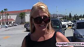 Three Lusty Milfs Intensely Fuck In Amazing Foursome With Handsome Stud